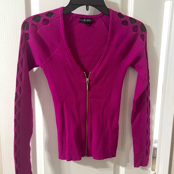 Guess Fuchsia Ribbed Sweater - Picture 1 of 3